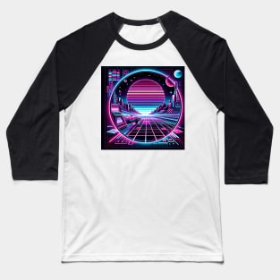 Neon Nostalgia: Retro-Futuristic Pixel Adventure Baseball T-Shirt